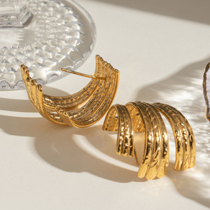 Cuff Earrings 18K Gold Stainless Steel Geometric Twisted Design Party Fashion Jewelry - Product Image 4