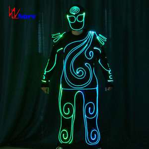 Costume de danse performant FUTURE Luminous RGB à couleurs changeantes LED et fibre optique avec casque pour Hip Hop et Danse de salon - Product Image 4