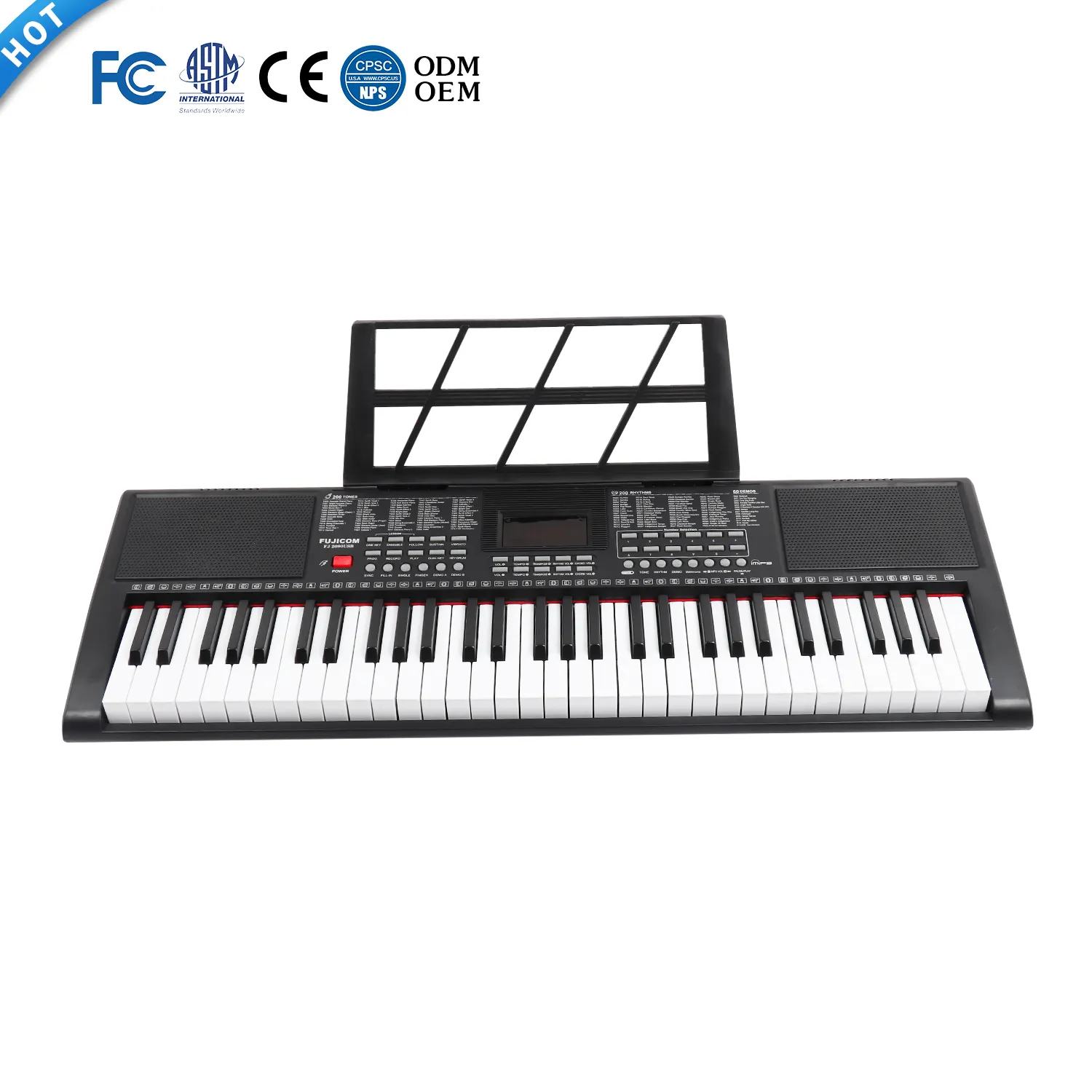 BD Keyboard mainan musik Digital anak-anak, keyboard mainan elektronik ukuran besar 61 tombol