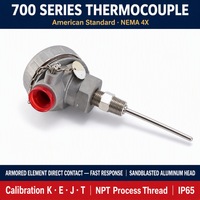 Thermocouple Huadong série 700, norme américaine, réponse thermique rapide, types K, E, J, T, avec tête de connexion sablée