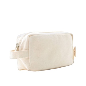 Pochette de maquillage en toile de coton écologique lavable pour femmes, avec fermeture éclair et logo - Product Image 1