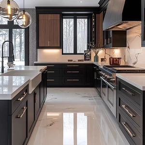 China Manufacturer Factory Price Custom High Level Quality Luxury Solid Wood <strong>Cupboard</strong> <strong>Kitchen</strong> Cabinets with Island <strong>Storage</strong> - Product Image 1