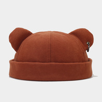 Nouvelle mode de rue hommes ours oreille Yuppie propriétaire chapeau femmes à la mode Version coréenne fer anneau hip-hop sans bord Melon peau chapeau