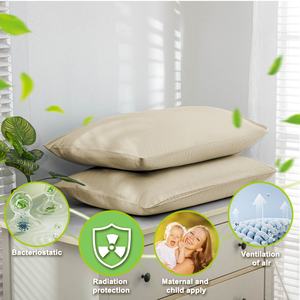 Taie d'oreiller en coton biologique 95% et 5% argent antibactérien, motif imprimé, pour la maison, l'hôpital, le sommeil profond et la promotion de la santé - Product Image 5