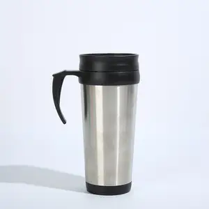 Botellas de agua aisladas de fábrica Taza de camping de metal personalizada de marca con asas