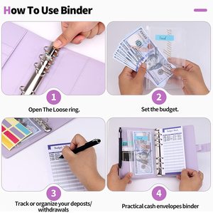 Labon A6 PU Da Chất Kết Dính Kế Hoạch Tiền Mặt Phong Bì Tổ Chức Với 12 Chất Kết Dính Túi, 12 Chi Phí Ngân Sách Tờ, Cho Ngân Sách Tiền Tổ Chức Chất Kết Dính - Product Image 4