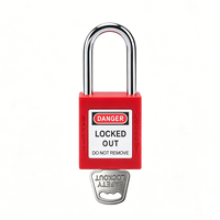 Cadenas de sécurité LOTO multicolore personnalisé OEM, durable, avec anse en acier haute résistance de 38 mm, étiquette d'avertissement et déverrouillage par clé