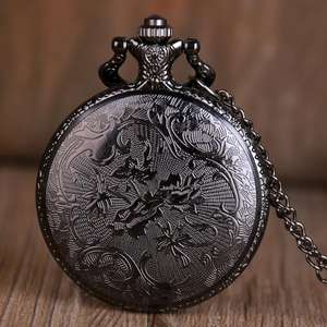 Vintage Pieuvre Noir Creux Demi-Savonnette Quartz <span class=keywords><strong>Montre</strong></span> de Poche Steampunk <span class=keywords><strong>Montre</strong></span> de Poche avec Chaîne de Collier Cadeau pour Les Enfants - Product Image 4