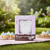Herz-Dekorationsblätter aus weißem Papier, 4-teiliges Set für Cupcakes und Desserts