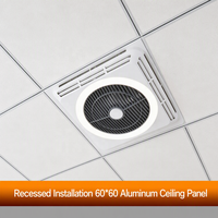 Ventilador de Techo Empotrado de 60x60cm con Luz LED de Anillo, Motor Inverter de 30W, Control Remoto de 6 Velocidades con Regulación Continua para Oficina y Hotel
