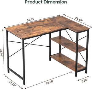 <span class=keywords><strong>35</strong></span> <span class=keywords><strong>inch</strong></span> màu nâu L hình máy tính bàn đảo ngược PC nghiên cứu Viết Bảng lưu trữ Kệ văn phòng nhà chơi game không gian nhỏ đồ nội thất - Product Image 3