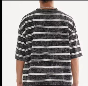 Camiseta Retro a Rayas de Estilo Vintage para Hombre, Corte Holgado, Lavada, de Manga Corta, Estilo Urbano - Product Image 5