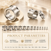 Bijoux d'oreille ASTM F136 : Dilatateurs et plugs filetés, non irritants, vente en gros, best-seller