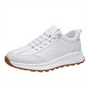 New 2026 Mens Shoes Casual Wear Pure <b>Leather</b> Soft White Athletic Shoes Mesh EVA <b>Insole</b> Chunky Lace-up Sneaker Custom - Product Image 1