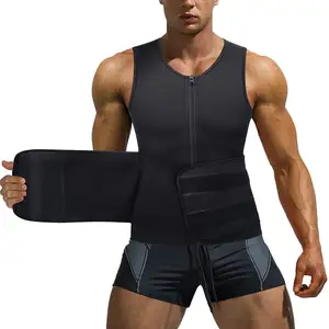 Verstellbare Tank Top Body Shaper Herren Latex Taille Trainer Weste mit Reiß verschluss