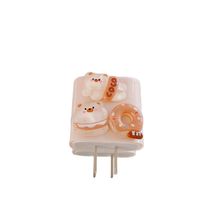 Organizador de cable de cargador de oso de café transparente de dibujos animados lindo para Apple 18W/20W Protector de cargador USB Bites Wrap Cord Lovely Soft Cover