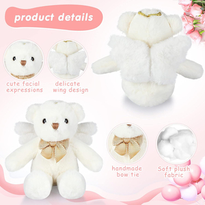 Orsacchiotto Angelo A340 con Ali, Peluche Bianco, Regalo di Compleanno per Ragazzi e Ragazze, Fiocco a Nastro, Giocattolo Angelo Cupido - Product Image 2