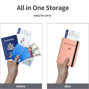 Titular del pasaporte Cubierta del boleto Tarjeta multifunción portátil Almacenamiento de cepillo antirrobo Cuero de PU - Product Image 5