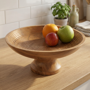 Bol à fruits décoratif vintage sur piédestal, fait main, en bois écologique, pour servir les aliments, vaisselle, centre de table, luxe pour la maison - Product Image 1