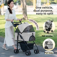 Mini poussette pour animaux de compagnie, pour petits chiens et chats, poussette pliable portable pour chiens, chariot de transport pour animaux de compagnie pour voyages en plein air, chariot pour petits animaux