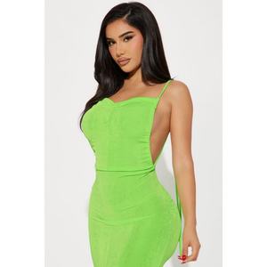 Producto Nuevo, Vestido de Color Sólido, Sin Mangas, Cuello Redondo, Corte Ajustado, Falda Tipo Camiseta Versátil y Moderna - Product Image 2