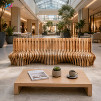 Banc de salon extérieur commercial multi-personnes en bois massif nordique, design paramétrique moderne, durable et écologique, pour centre commercial