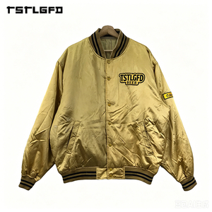 Blouson Bomber Réversible à Rayures de Baseball OEM/ODM, Broderie Chenille, Style Universitaire Streetwear, Manteau à Rayures Fines, Vente en Gros - Product Image 4