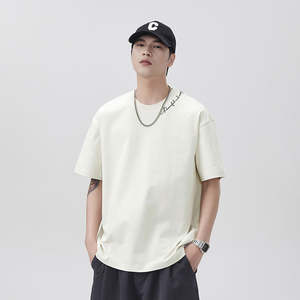 Camiseta Extra Grande de Algodón 100% de 210 GSM con Logotipo Personalizado, Cuello Grueso, Diseño Sólido, Tejido de Punto, Camiseta Estampada - Product Image 3