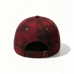 Red Black Plaid 6-Panel <b>Baseball</b> <b>Cap</b> Unisex Vintage Tartan Check Canvas Dad Hat Curved Brim Fashionable Adjustable Casual - Product Image 4