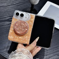 Coque de téléphone antichoc avec support magnétique brillant à motif coquillage doré et cadre avant pour Apple 18 Ultra, coque arrière en PC pour 18Fold