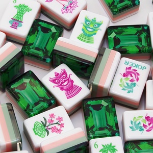 Tuiles de <span class=keywords><strong>Mahjong</strong></span> américaines de qualité supérieure avec dos émeraude <span class=keywords><strong>en</strong></span> acrylique pour les soirées de jeu <span class=keywords><strong>en</strong></span> famille et pour les enfants, écologiques - Product Image 4