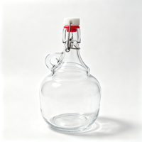 Carafe en verre transparent de 2000 ml avec poignée et couvercle à vis hermétique pour la fermentation artisanale, le stockage de vin de fruits et de boissons - Vente en gros