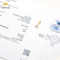 Goldleaf 14 Ayar Altın 0.5CT-2CT IGI DEF VVS1 Beyaz Şeffaf Kesim Laboratuvarda Yetiştirilmiş Elmas Çivili Küpeler Unisex Düğün Partisi Hediye Takı
