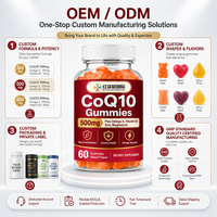 Complément Alimentaire Gommes CoQ10 Oméga-3 Vitamine B3 Zinc Magnésium Marque Blanche 500mg par Portion Saveur Pêche 60 Unités