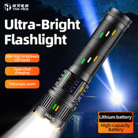 Lampe torche laser portable d'extérieur en gros, projecteur longue portée super puissant, zoom réglable, haute luminosité, affichage de la puissance, chargement Type-C