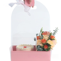Grosir portabel transparan kotak susunan bunga lipat Floral kue kotak hadiah kemasan