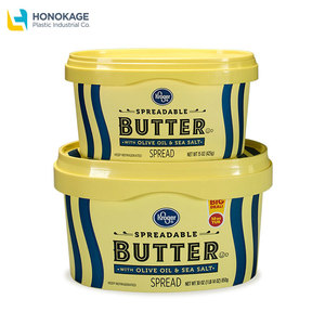 Sản Xuất IML Bao Bì Thực Phẩm Hộp Đựng Bơ Thực Vật Bằng Nhựa Dùng Một Lần Hình Bầu Dục 500G Có Nắp Đậy - Product Image 3