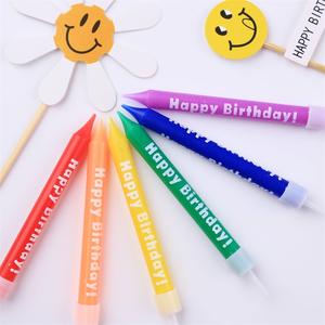 Usine populaire Mini pilier Macaron bonbons créatif gâteau d'anniversaire 6 pièces grande impression <span class=keywords><strong>color</strong></span>ée joyeux anniversaire bougies - Product Image 2