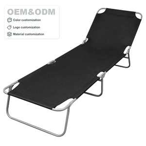 Hangrui High Quality Steel <strong>Tube</strong> Folding Reclining Beach Camping Bed Portable Iron Modern Leisure Outdoor Use Hotels Park 600D - Product Image 1