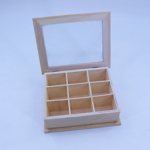 Organisateur en bois d'acacia massif à 9 compartiments personnalisé en gros avec logo sur mesure pour le rangement du thé, des bijoux, des épices et des artisanats - Product Image 1