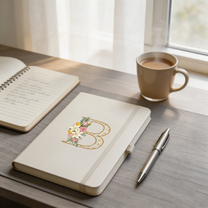 Floral Monogram B PU Hardcover Diary Sewing Binding A5 Gift <b>Notebook</b> - Product Image 2