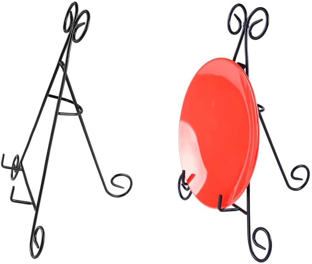 12" Tall Black Iron Display Stand for Photo Picture Albums Home Decoration Plates Easels