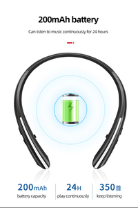 Bluetooths אוזניות אלחוטי אוזניות מתקפל צוואר רכוב ספורט אוזניות עם נשלף כבלים - Product Image 5