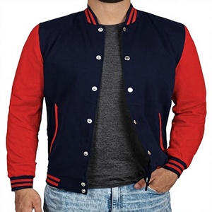 Veste universitaire pour homme, style baseball, col montant, patchwork, couleur unie, vêtement d'extérieur décontracté, pour l'automne - Product Image 1