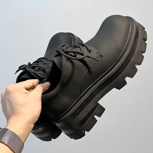 Zapatos Derby de Plataforma Gruesa para Hombre, Negros, con Punta Redonda, Cordones, Suela Gruesa, Estilo Oxford, Moda Urbana, Zapatos que Aumentan la Estatura - Product Image 1