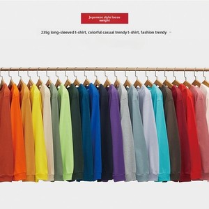 230g de manga larga personalizada de gran tamaño pesado <span class=keywords><strong>Vintage</strong></span> Drop Shoulder Camiseta 100% algodón pedido de grupo Impresión de logotipo - Product Image 2