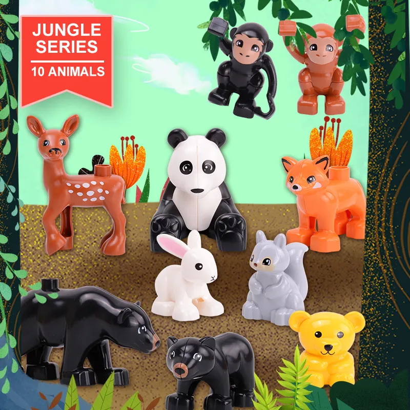 GOROCK Animal Zoo Jungle series 10pcs Big Building Blocks Kids Toys Compatible with legoing Duplo Christmas Gifts