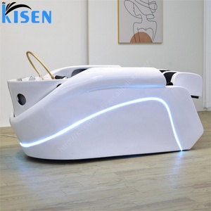 KISEN Meilleures ventes : Fauteuil de lavage électrique de luxe 4D pour salon de beauté, avec massage corporel complet et bac à shampoing intégré pour spa capillaire - Product Image 1