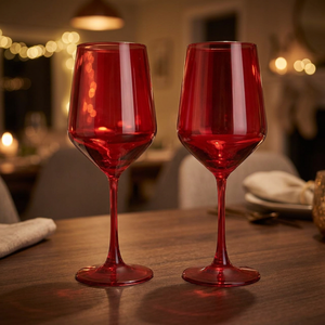Set di 2 Calici da Vino Rosso Galileo da 510ml, Design Moderno e Lussuoso in Cristallo Rubino Sibilla, Stelo Lungo, Logo Personalizzabile, Resistenti alle Rotture - Product Image 2