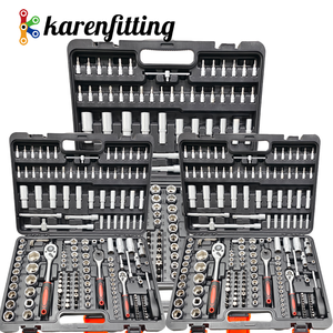 Set peralatan mekanik 172 buah, Set peralatan mekanik 1/2 "3/8" 1/4 ", Drive SAE metrik, kunci pas soket perbaikan otomatis, casing penyimpanan kombinasi - Product Image 2